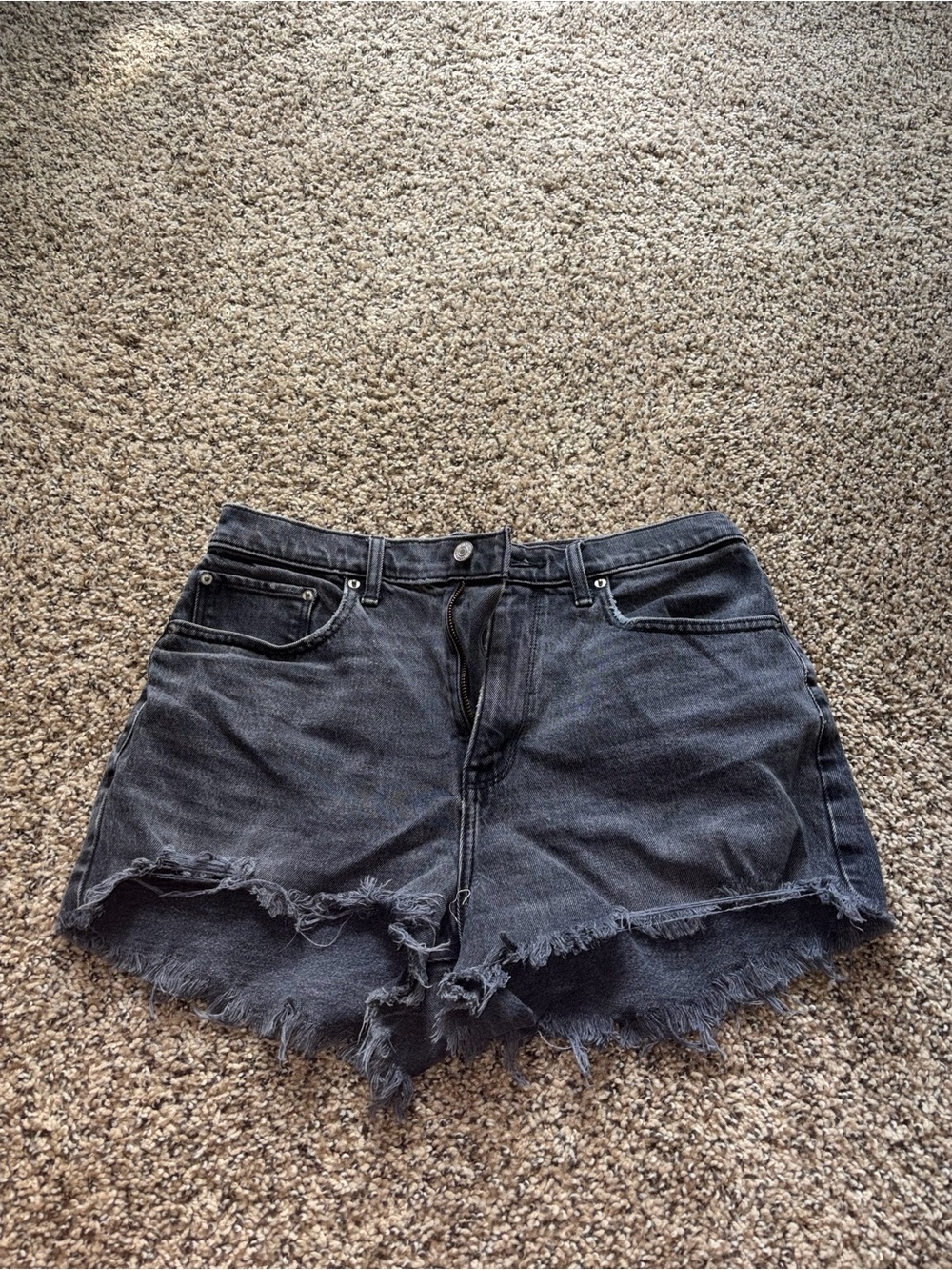 Abercrombie & Fitch Black Distressed Denim Jean Shorts